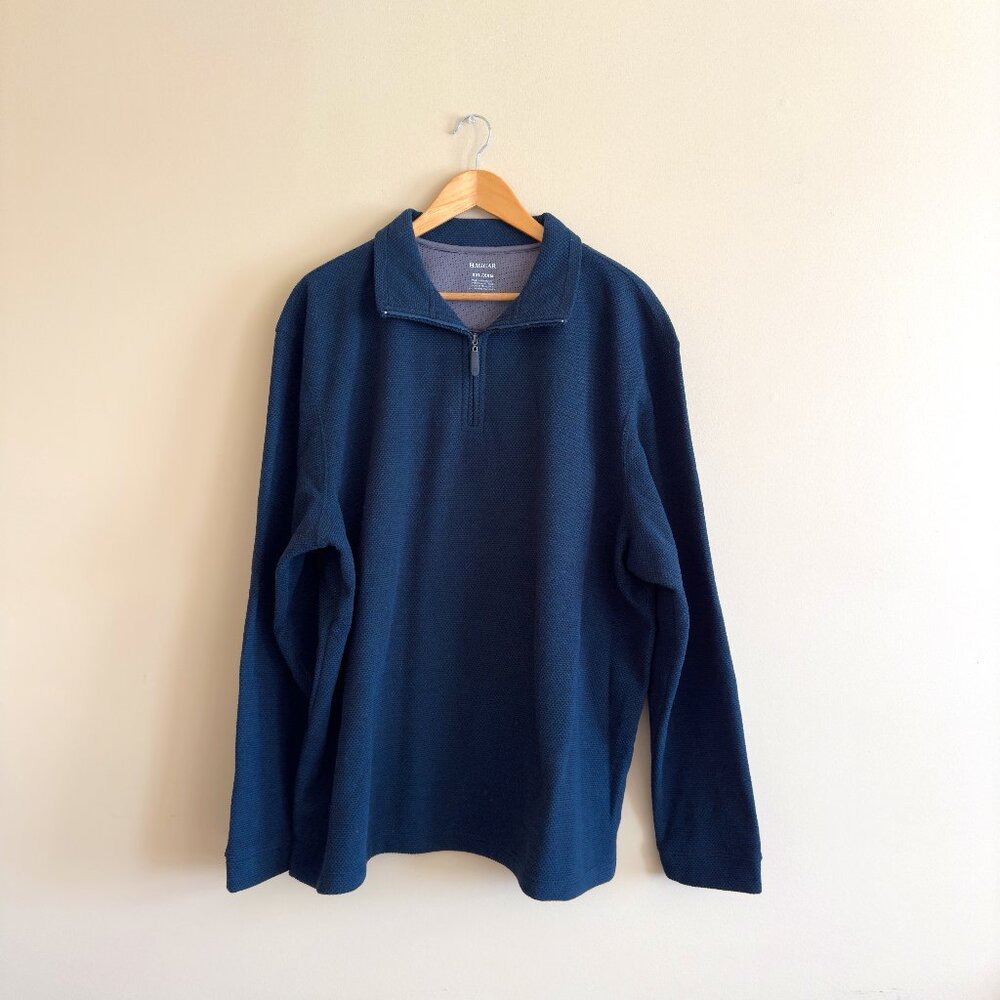 Haggar Teal Knit Quarter Zip Men's
